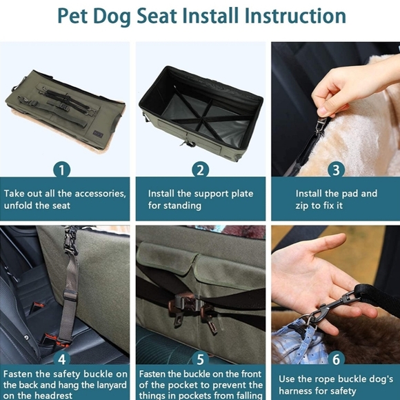 Petsfit Large Dog Car Booster with 2 Safety Tethers for 2 Dogs - Picture 9 of 10